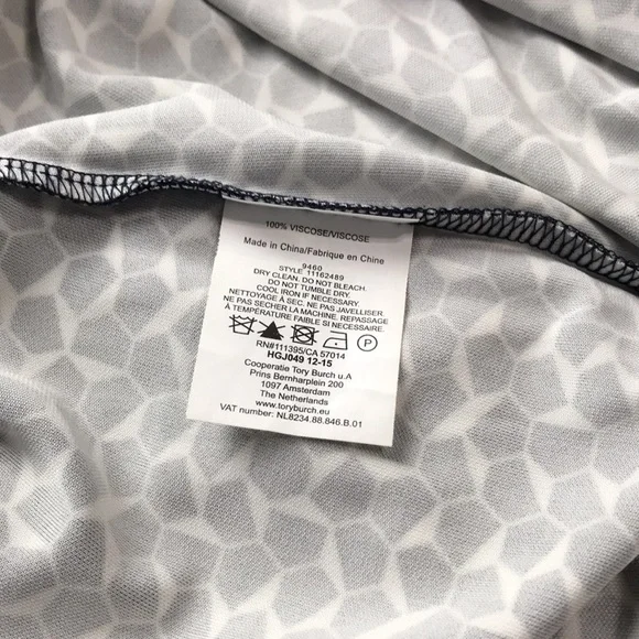 Tory Burch Geometric Long Sleeve Navy Sheath Dress Size Medium - Picture 13 of 13